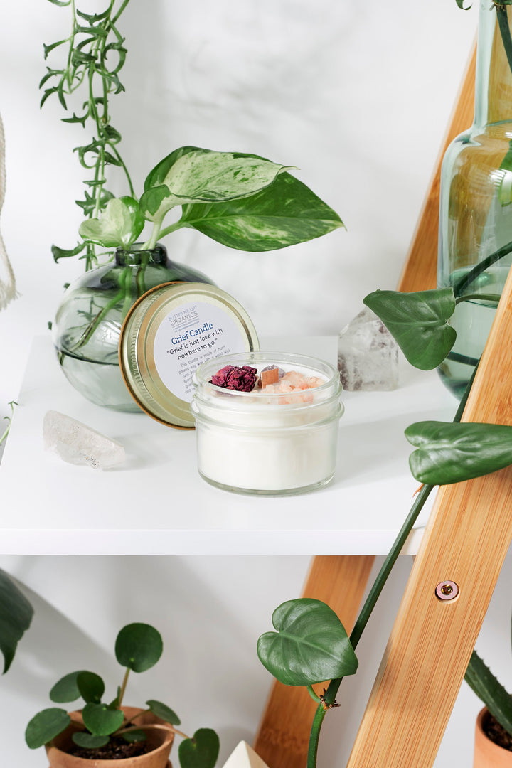Bougie de deuil / Bougie d'intention / Bougie aux huiles essentielles / Bougie en cire de soja / Bougie pour le deuil