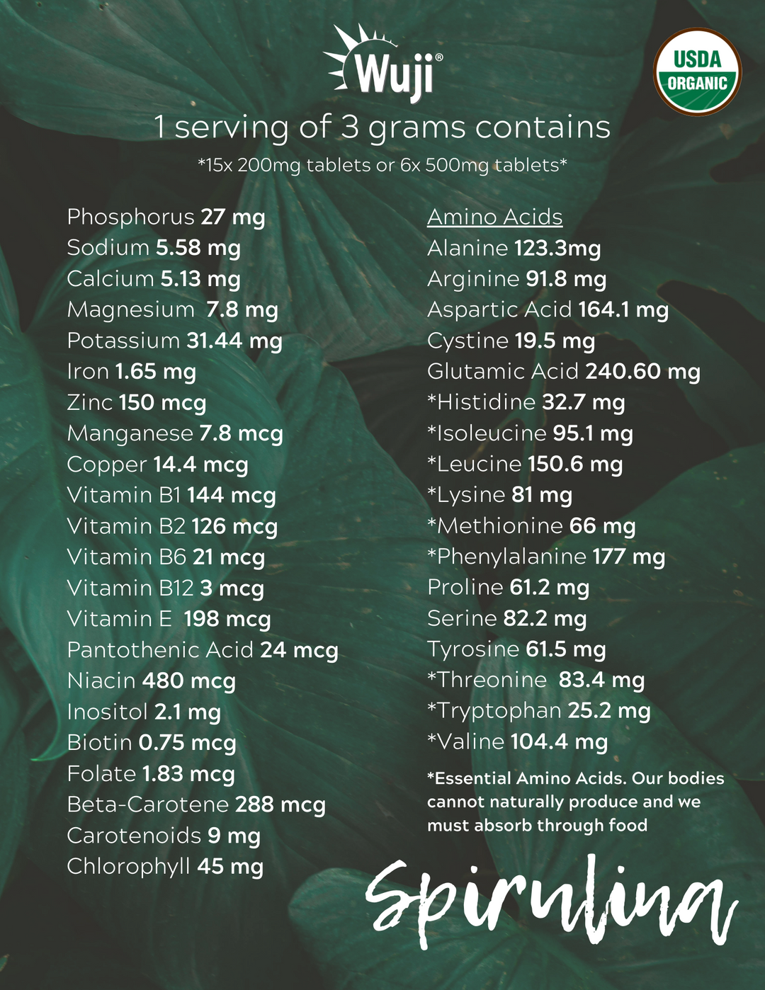 Spiruline biologique Wuji (SC)