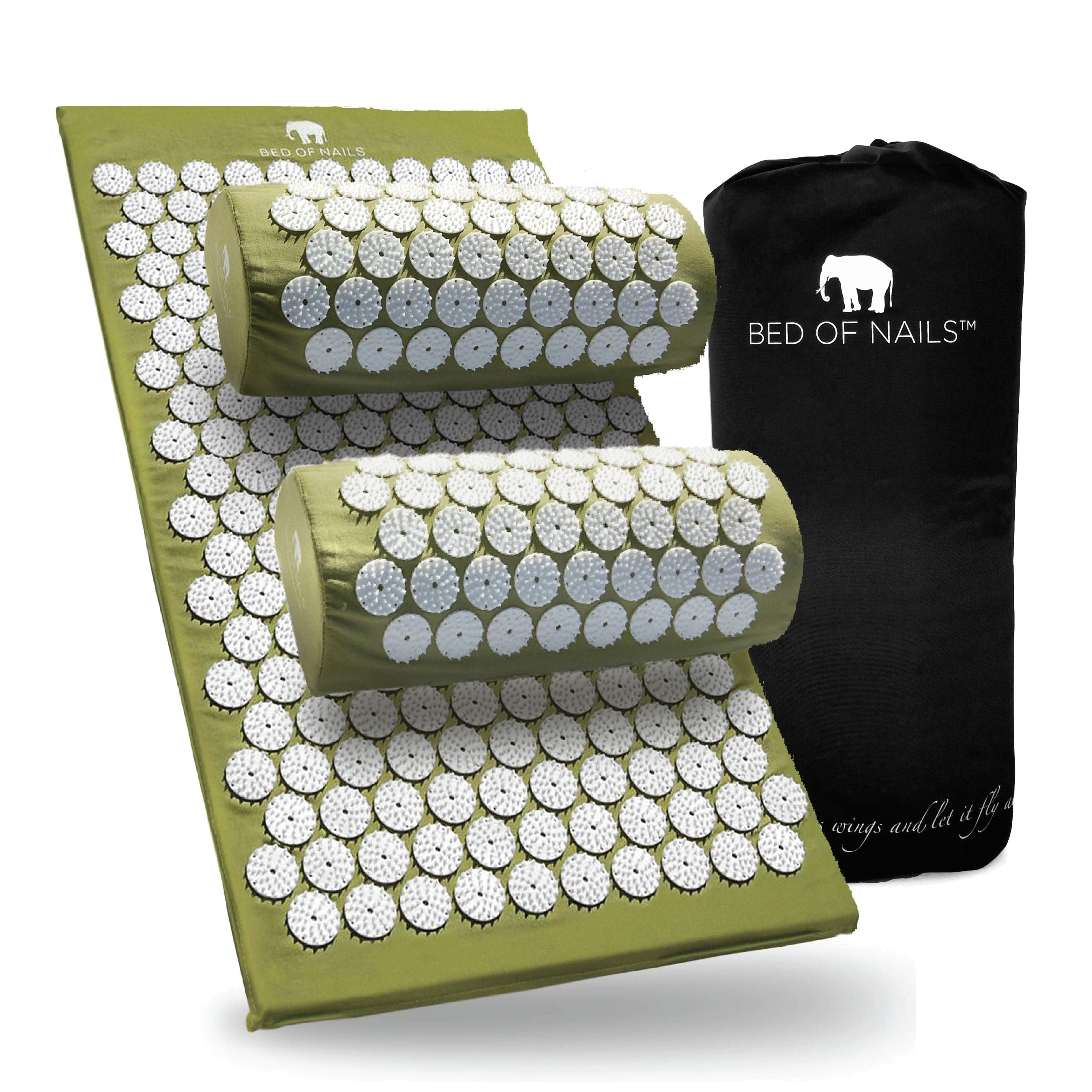 BON Acupressure Mat with Pillow - Green | Pain Relief Set – Bed of