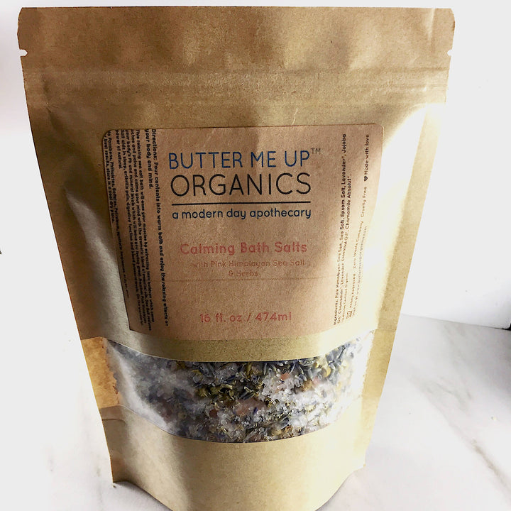 Calming Bath Salts / Detox / Relaxation / Lavender & Chamomile / Essential Oils / Organic Herbs / Herbal Bath Salts for Relaxation Stress