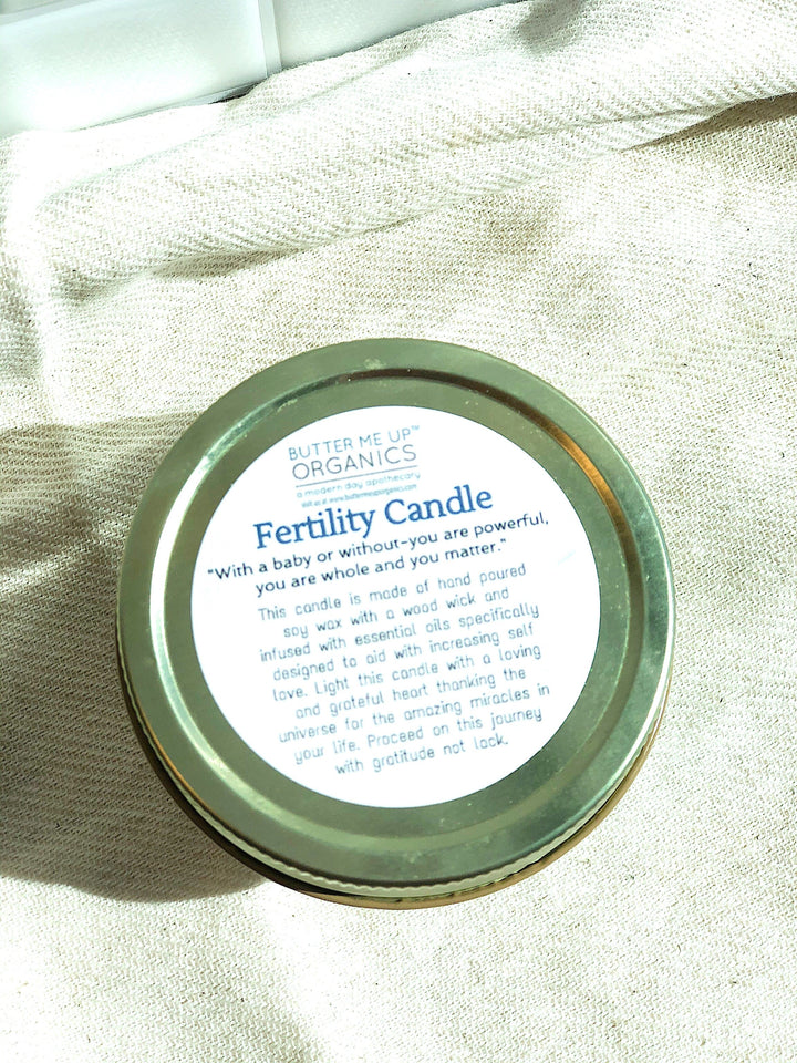 Fertility candle / crystal candle / abundance candle / butter me up organics / intention candle